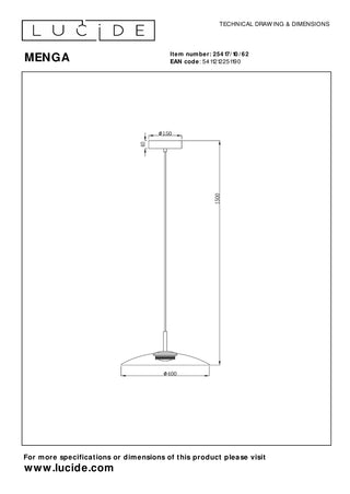 MENGA - Hanglamp - Ø 40 cm - LED Dimb. - 1x11W 2700K - Amber